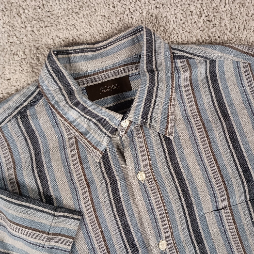 Tasso Elba Men's‎ Short Sleeve Shirt Button Down Linen Silk Size L